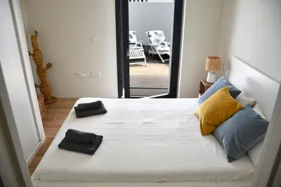 Cama o camas de una habitación en Casa del Tomate Azul