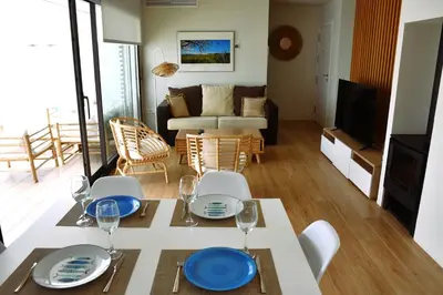 Zona de estar de Casa del Tomate Azul
