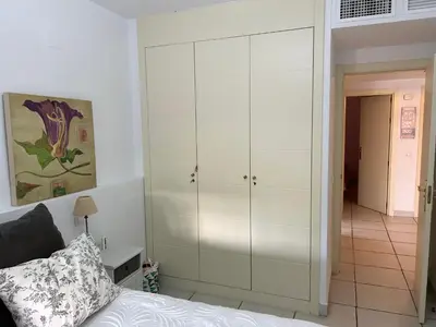 Cama o camas de una habitación en Jardines Nuevo Vera bajo 2 dormitorios vistas al mar