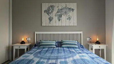 Cama o camas de una habitación en Apartamento con gran terraza con vistas al mar y montaña en Mojácar