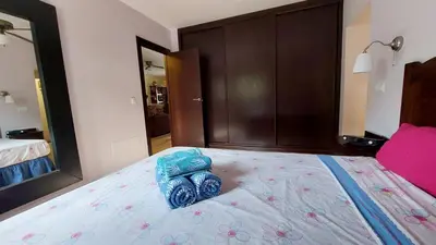 Cama o camas de una habitación en Vera Albacora IV Chalet