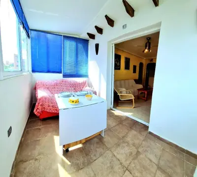 Cama o camas de una habitación en Apartamento 1 dormitorio VERAMAR 1 2ª línea de playa