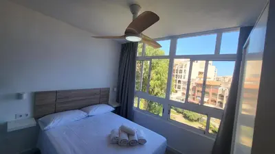 Cama o camas de una habitación en Luna Almerimar Golf
