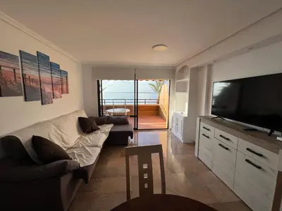 Una televisión o centro de entretenimiento en exclusiva primera línea de playa