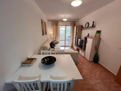 Cama o camas de una habitación en Precioso Bajo con Jardín en Paraíso de Vera