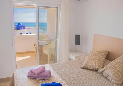 Cama o camas de una habitación en MojacarProperty, Apto Guardias Viejas 1ª Linea De Playa