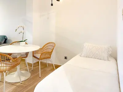 Cama o camas de una habitación en Apartamento en Resort de lujo Isla del Fraile PISCINAS Y JARDINES exuberantes