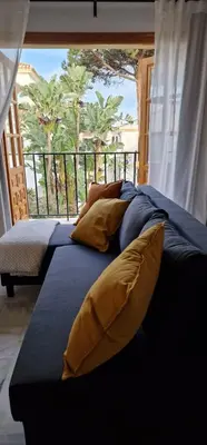Zona de estar de MI COSTA VERA-PLAYA 200m, dos balcones hermosa vista!