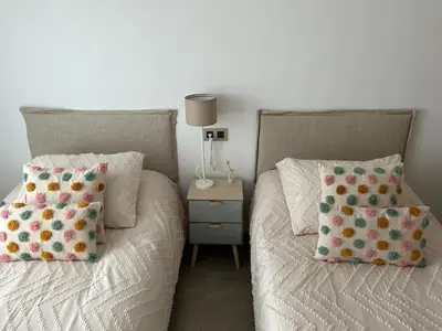 Cama o camas de una habitación en Casa Los Caños de Alhama- Amplia, terraza, WIFI, cerca de Cabo de Gata