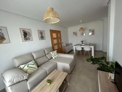 Zona de estar de Casa Los Caños de Alhama- Amplia, terraza, WIFI, cerca de Cabo de Gata