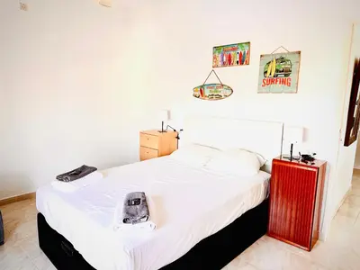 Cama o camas de una habitación en Preciosas vistas del Mediterráneo