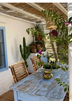Jardín al aire libre en La casita Azul