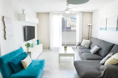Zona de estar de Bonito apartamento ideal para familias con piscina en Roquetas