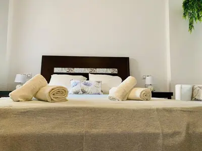 Cama o camas de una habitación en Apartamento en Vera Playa Laguna Beach