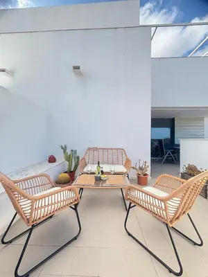 Zona de estar de Villa Hélice - Apartamento con piscina, terraza y pádel en Cabo de Gata