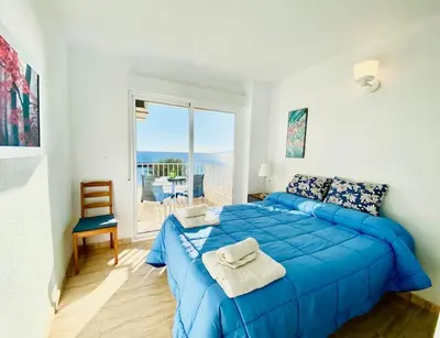 Cama o camas de una habitación en Casa Playa Colonia Águilas *Vistas al Mediterráneo