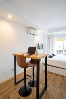 Cama o camas de una habitación en Almare Suites Burbujas II - Playa y golf a un paso