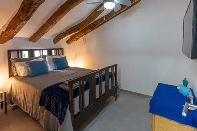 Cama o camas de una habitación en Rambla Retreats Apartment Azul with shared pool & hot tub in Oria