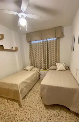Cama o camas de una habitación en Balcón de Aguilas Espectacular Piso en primera linea de playa