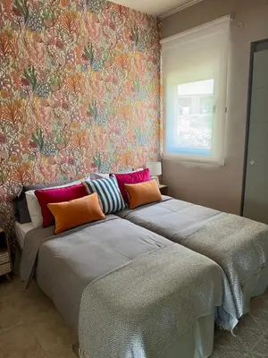 Cama o camas de una habitación en Apartamento Lujo A4 Golf Resort, Valle del Este