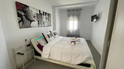 Cama o camas de una habitación en Casa con acceso directo a la playa de Mojácar