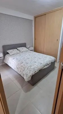 Cama o camas de una habitación en Alojamiento con terraza 1B02 en la Playa de Vera.