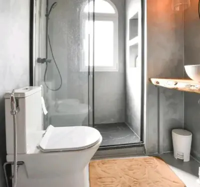 Un baño de The three bedrooms Casa Barta - 300m from the beach with a beatiful see view from the terrace and private parking