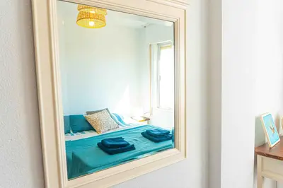 Cama o camas de una habitación en Apartamento en Aguadulce con vistas al mar