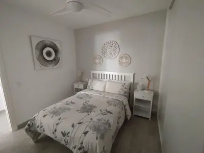 Cama o camas de una habitación en Modern Seaview Apartment - Mojacar Beach