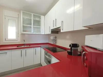 Una cocina o zona de cocina en Mar y Sal 12 Suites, gran terraza con vistas al mar, 2 Hab, garaje y piscina