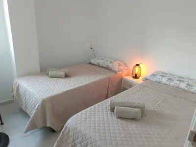 Cama o camas de una habitación en Apto Aguadulce Sur con Piscina y vistas al Mar