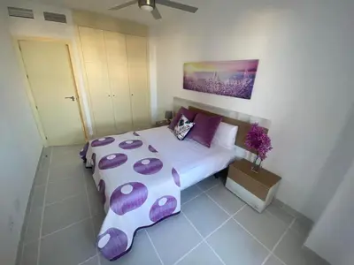 Cama o camas de una habitación en Precioso Apartamento en Vera Playa
