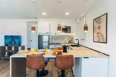 Una cocina o zona de cocina en Almare Suites - Aguadulce Vistas al mar