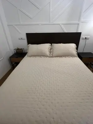 Cama o camas de una habitación en Piso con AC, piscina y pista de pádel y tenis en Águilas