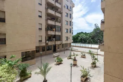 Jardín al aire libre en Piso Museo del Realismo-Catedral-Alcazaba-Free Parking-Wifi-Aire acondicionado