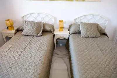 Cama o camas de una habitación en MojacarProperty, Apto Luis 1ª Línea de Playa