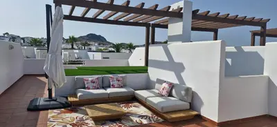 Zona de estar de Ático Mojacar Playa 1ª Linea - Piscina abierta todo el año, Wifi, Garaje, Golf cerca