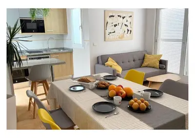 Una cocina o zona de cocina en Mojacar 1ª linea playa vacaciones