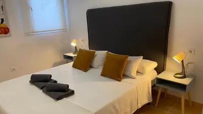 Cama o camas de una habitación en Mojacar 1ª linea playa vacaciones