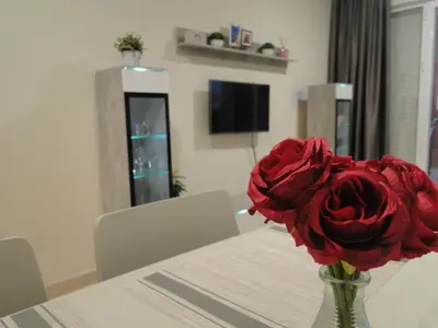 Una televisión o centro de entretenimiento en Vera Playa apartment