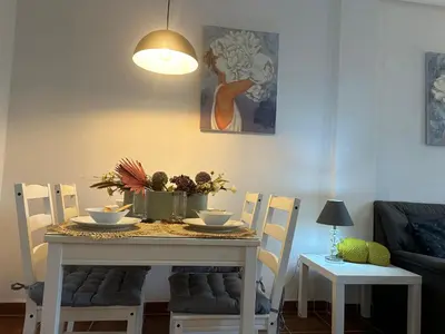 Zona de estar de Indalia Natura, apartamento nudista en Vera playa