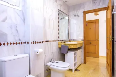 Un baño de Vera Playa El Faro Magnifico Apart Piscina Wifi