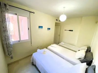 Cama o camas de una habitación en Casa Terrazas Del Golf - Mojacar Playa