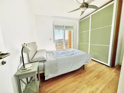 Cama o camas de una habitación en Villa Anita, primera linea de playa en la mejor zona de Águilas