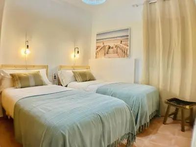 Cama o camas de una habitación en Relajantes vistas al mar Mojácar