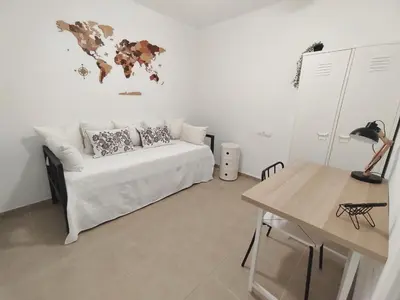 Cama o camas de una habitación en LID GARRUCHA - 4 min Playa Las Marinas - 1 min Paseo Malecón - Wi-Fi y Garaje