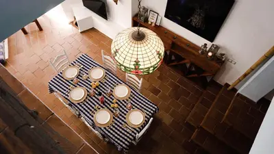 Zona de estar de Casa Nieto con vistas al mar