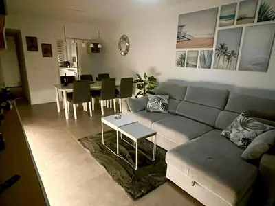 Zona de estar de New Penthouse Beach Apartment Mojacar Playa