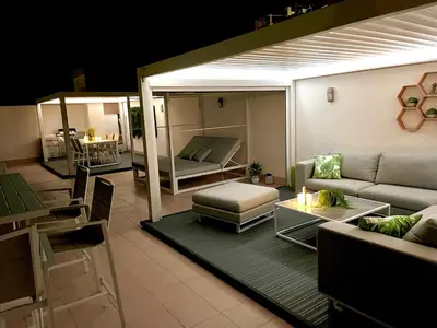 Zona de estar de New Penthouse Beach Apartment Mojacar Playa