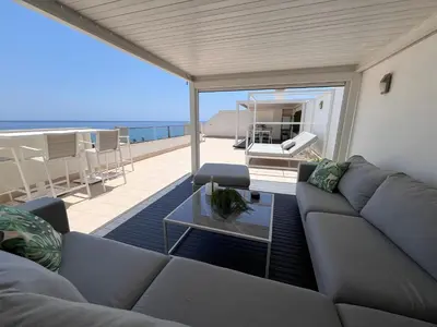 Zona de estar de New Penthouse Beach Apartment Mojacar Playa